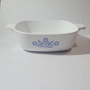 Vintage Casserole Dish CORNING WARE Blue Cornflower 1 Quart "P-1-B" USA-NO LID!
